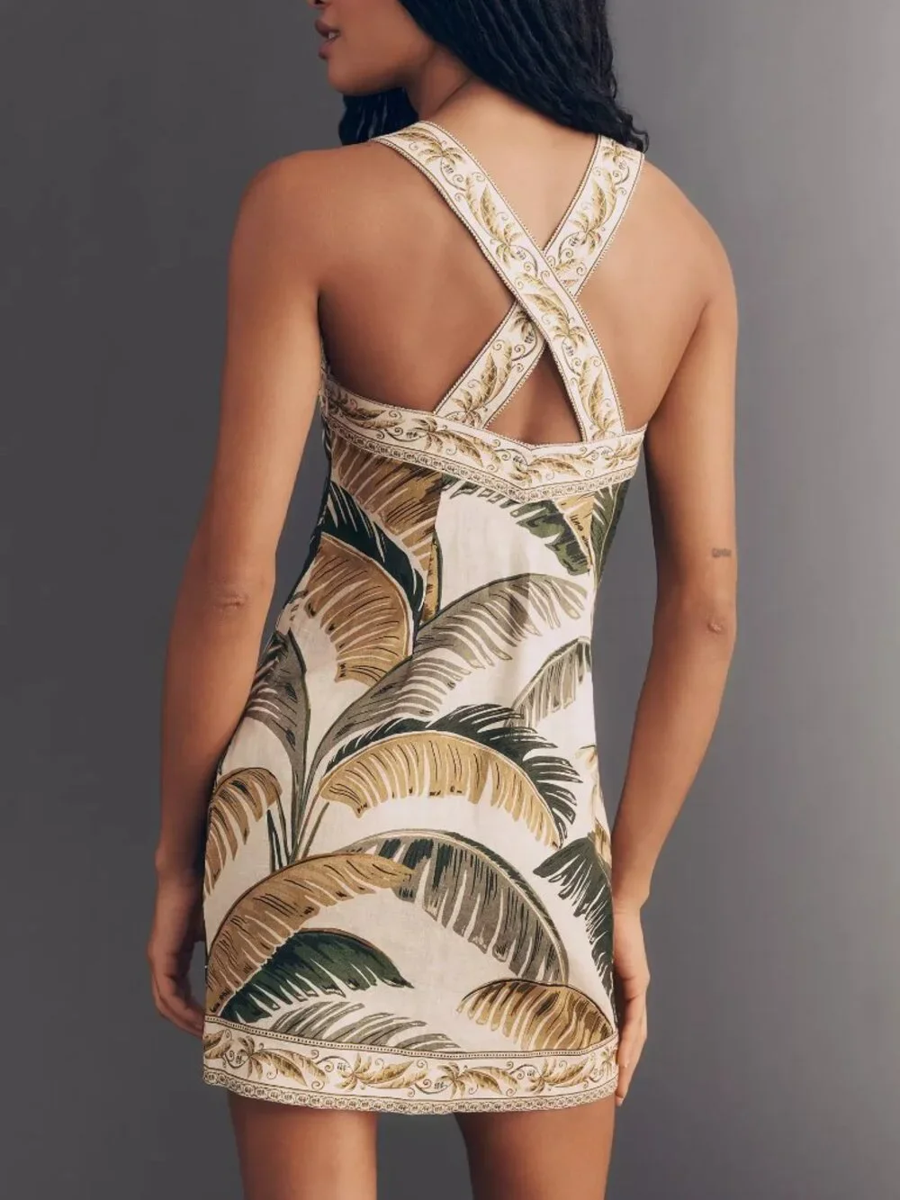 FARM RIO ORIGINAL from ANTHROPOLOGIE 100% Linen Trancoso Mini Dress SMALL NWT